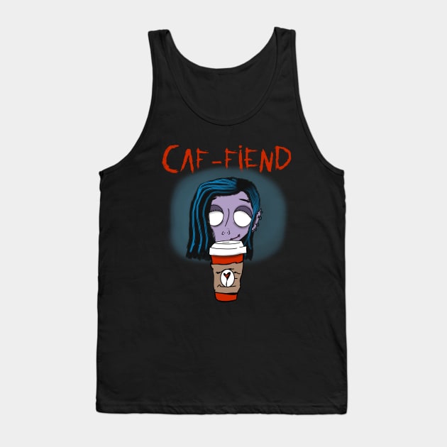 Caf-fiend girl Tank Top by Made By Creatures